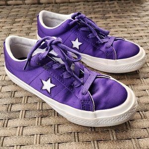 Girls Converse Purple Satin One Star Sneakers Size 1